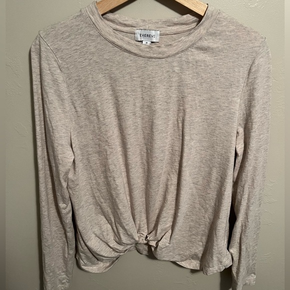 Evereve Beige Long Sleeve Knot Front Top - Picture 2 of 9